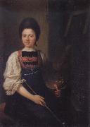 Angelika Kauffmann Selbstbidnis in der Tracht der Bregenzerwalderin mit Pinsel und Palette oil